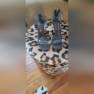 Like new black clear lucite block heel sandal